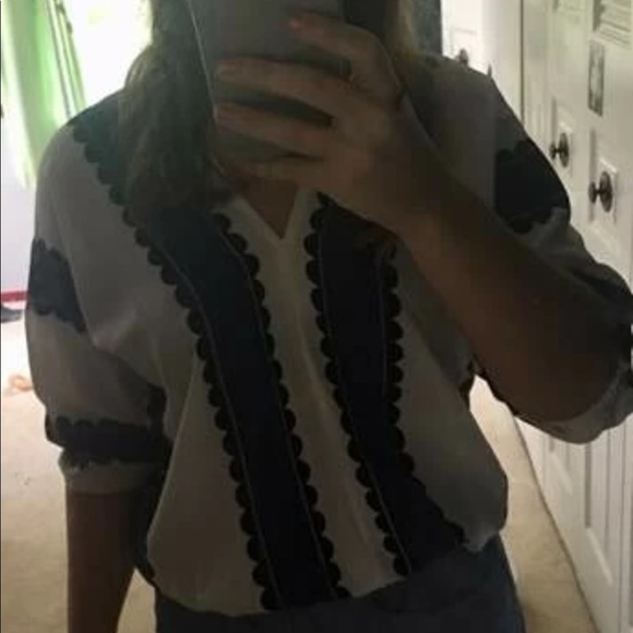 Striped V-Neck Blouson Top - Picture 7 of 10